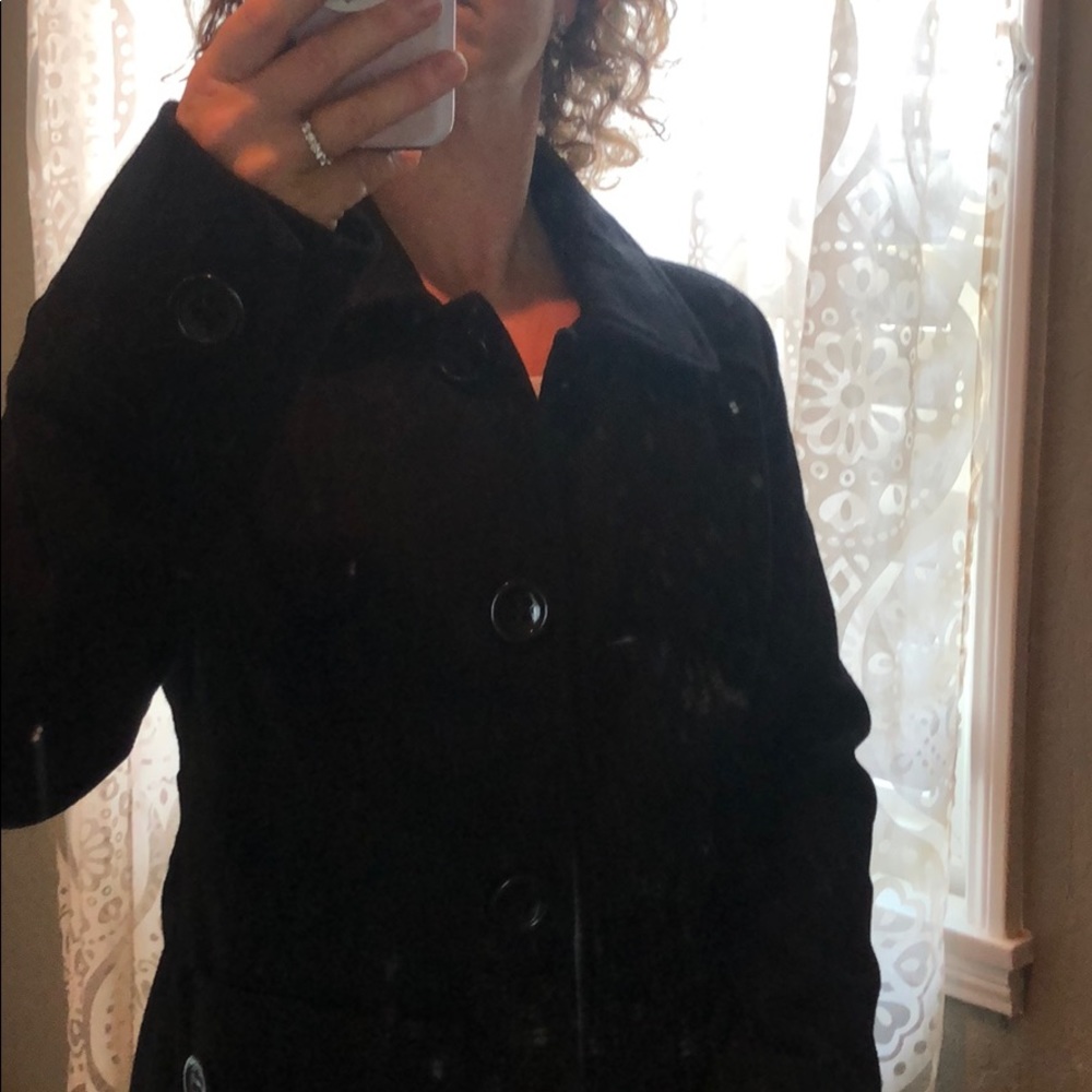 Black Wool Coat - image 1